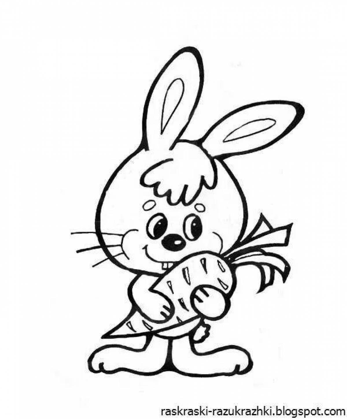 Fancy rabbit coloring for kids