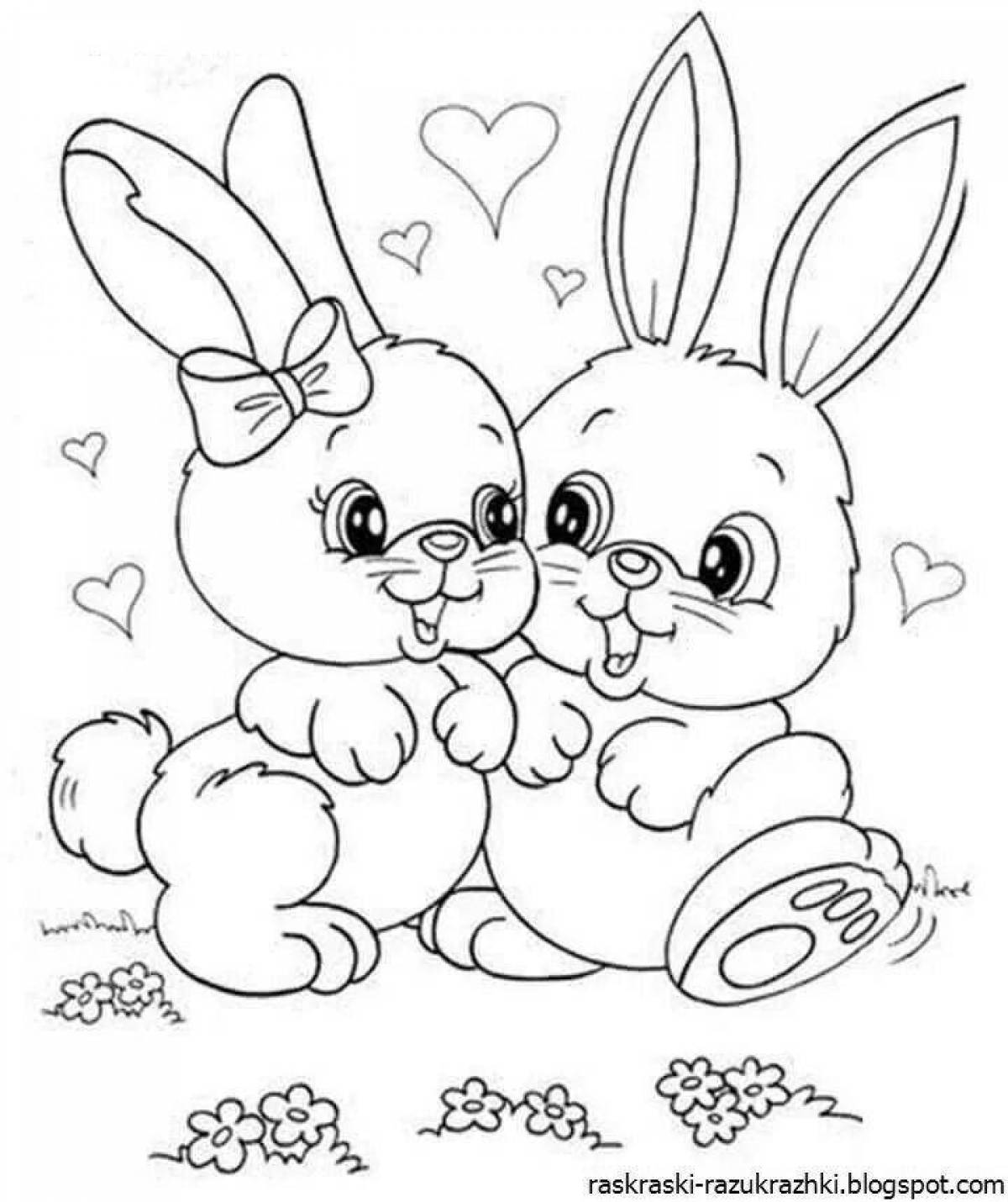 Snuggly coloring page bunny for kids