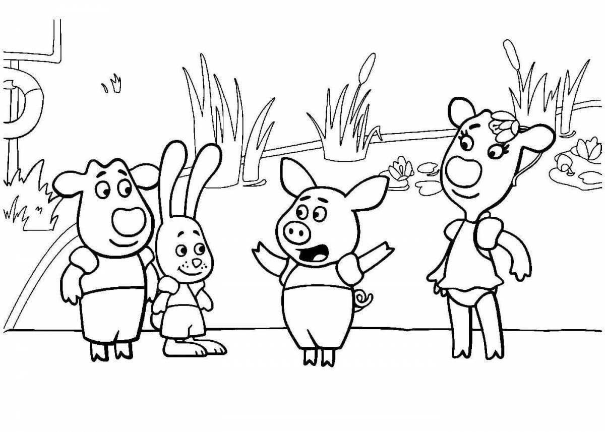 Adorable cartoon coloring book for 3-4 year olds