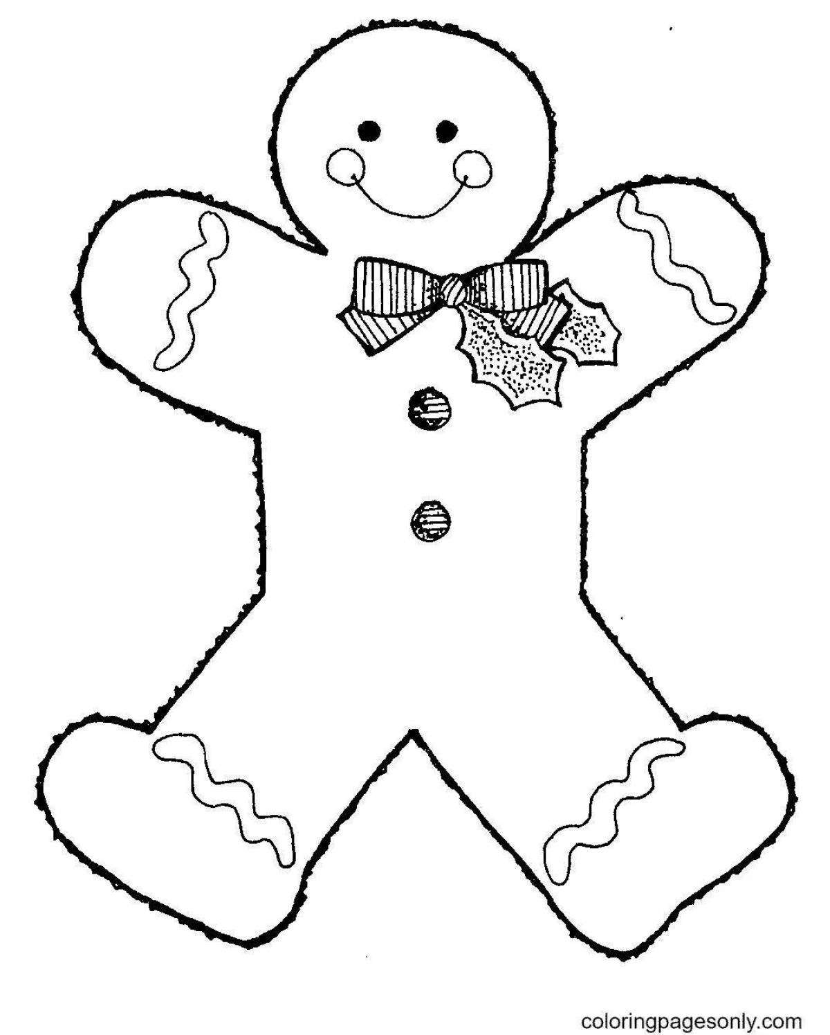Coloring book bright gingerbread man