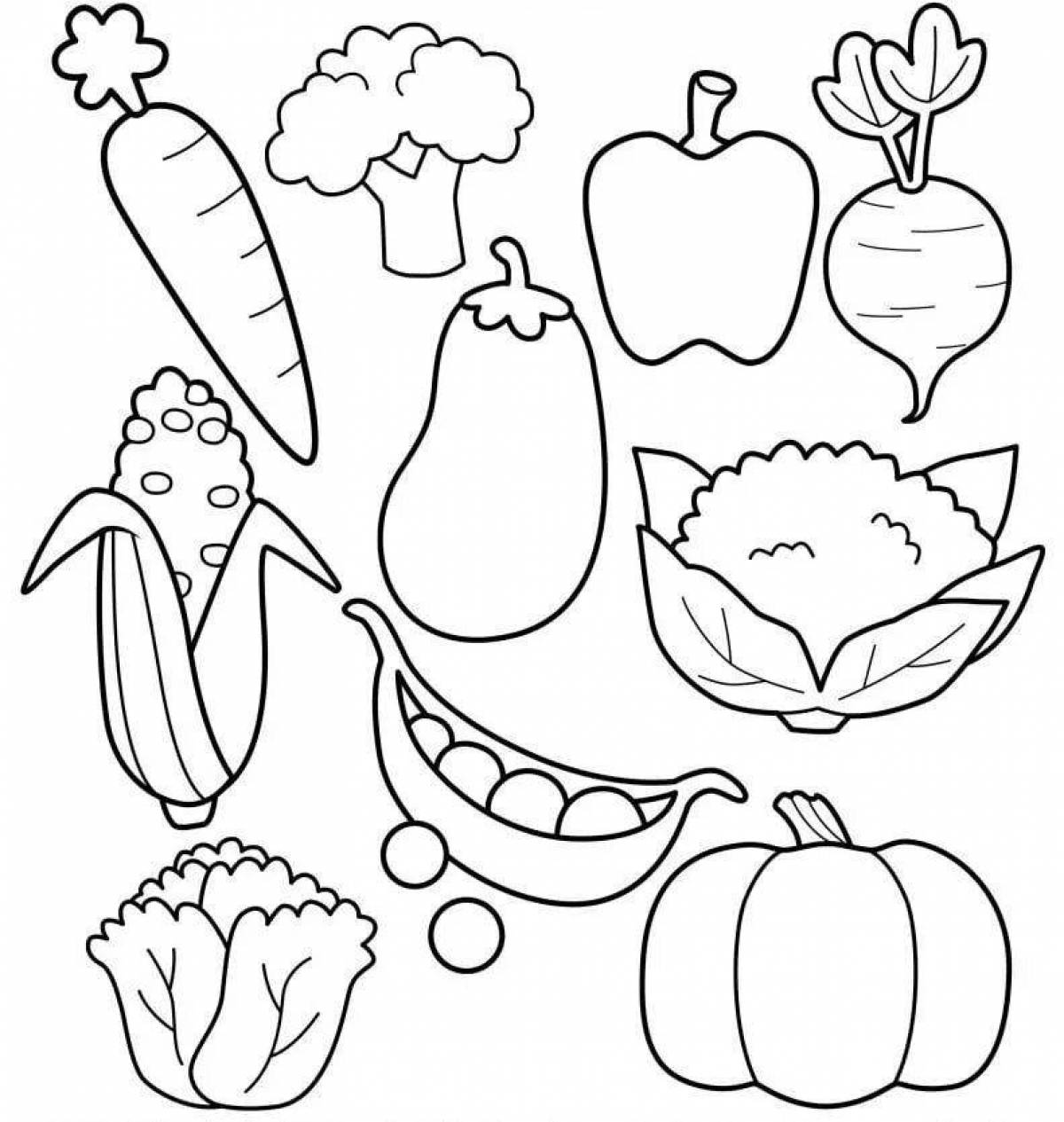 Colorful and entertaining coloring of vegetables for children