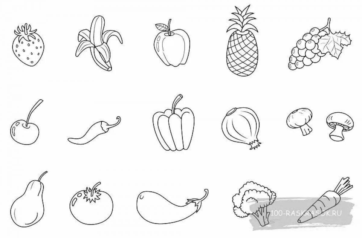 Colorful-colorful vegetable coloring book for kids