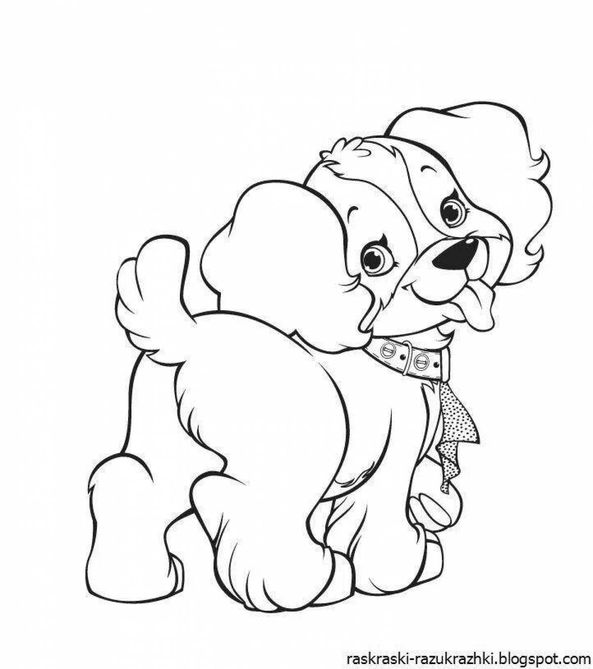 Cute puppy coloring book for kids