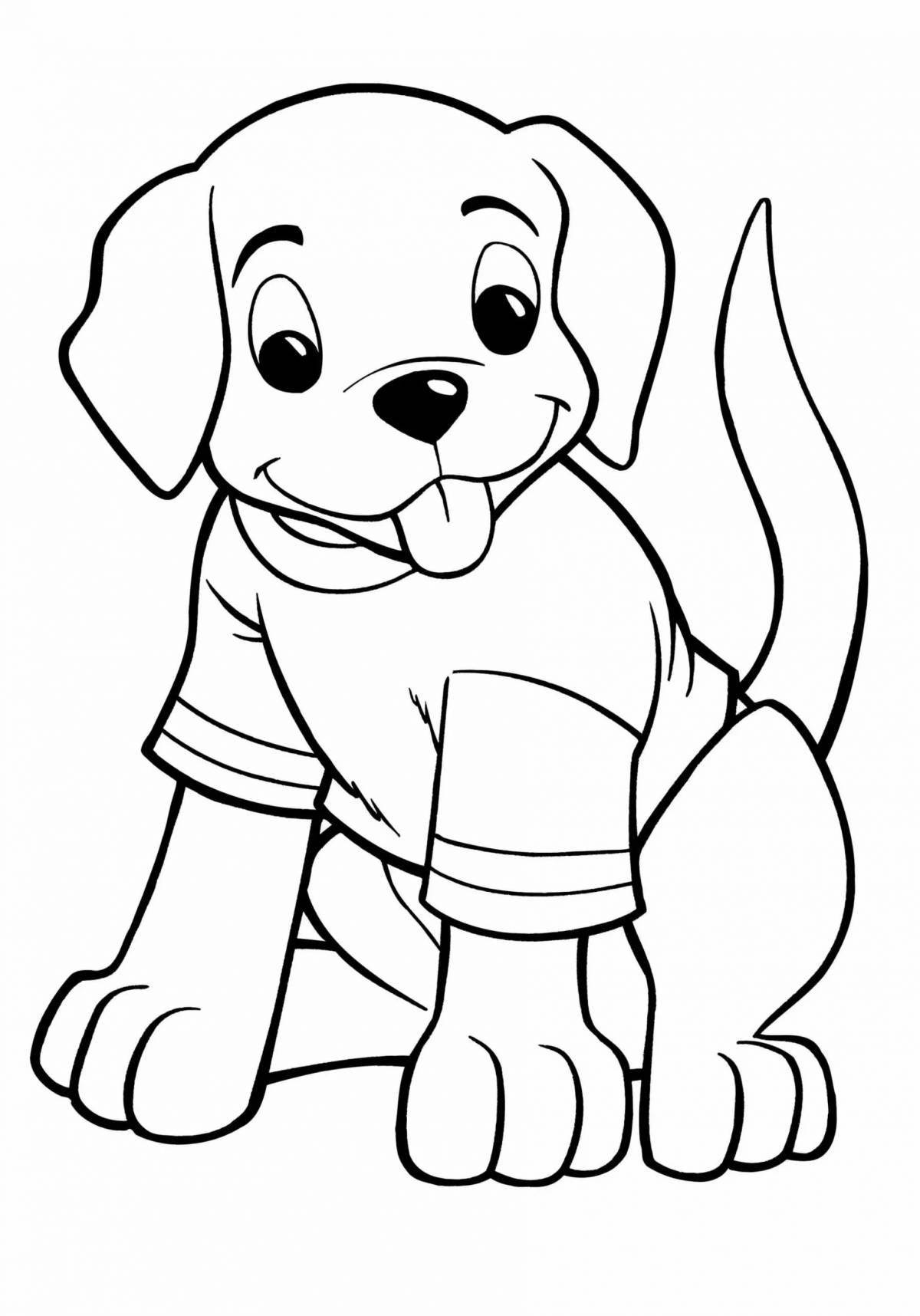 Puppy wiggly coloring page for kids