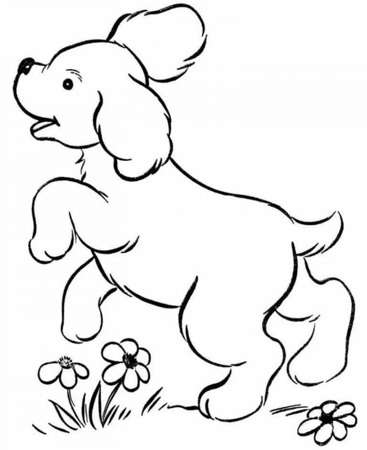 Fluffy puppy coloring book for kids