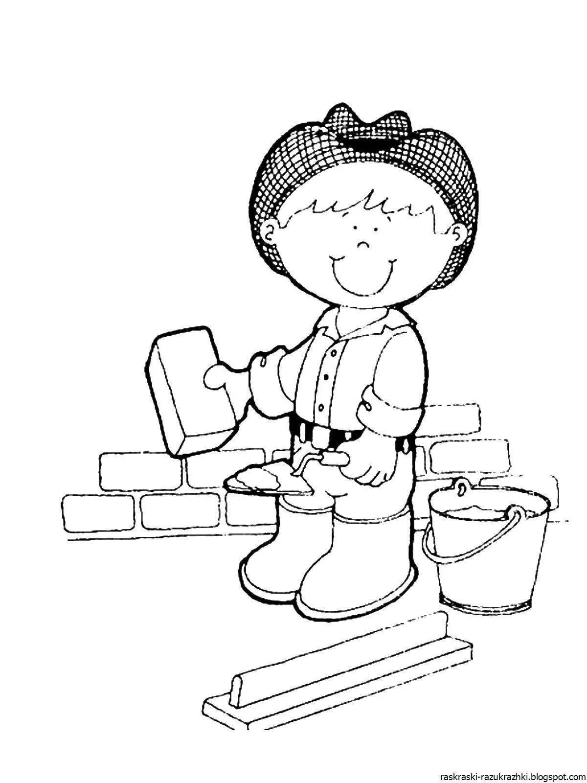 Photo Colorful job coloring pages for babies