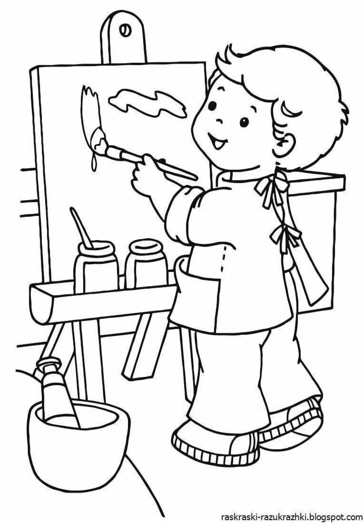 Colorful job coloring pages for builders