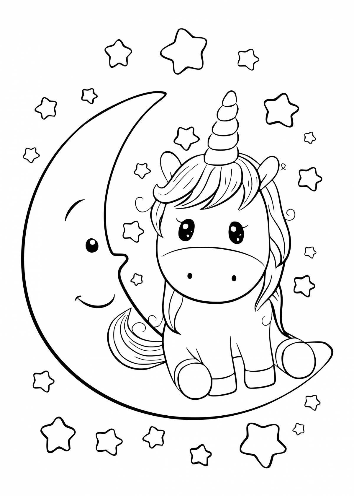 Glamorous unicorn coloring book for kids 5-6 years old