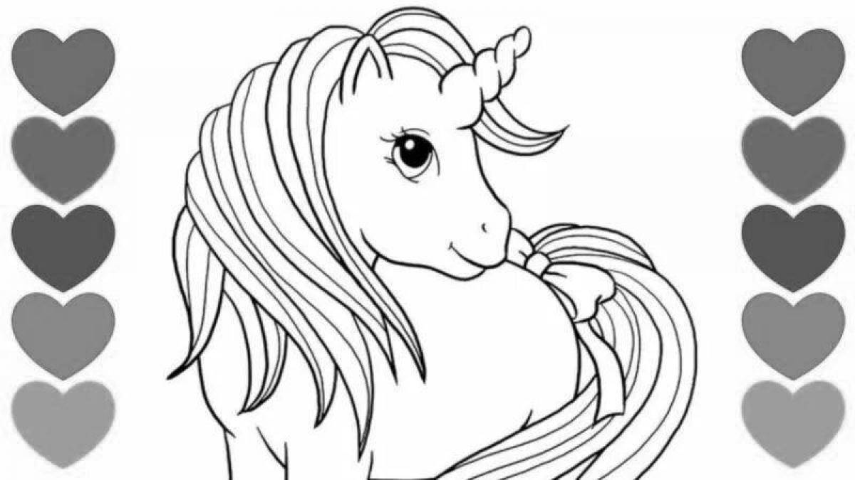 Unusual coloring unicorn for children 5-6 years old