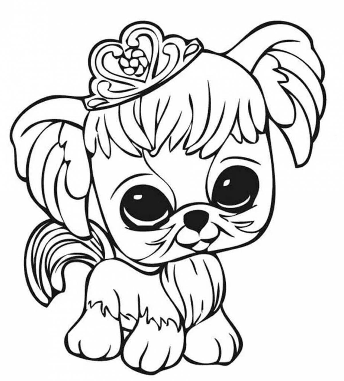 Adorable dog coloring book for girls