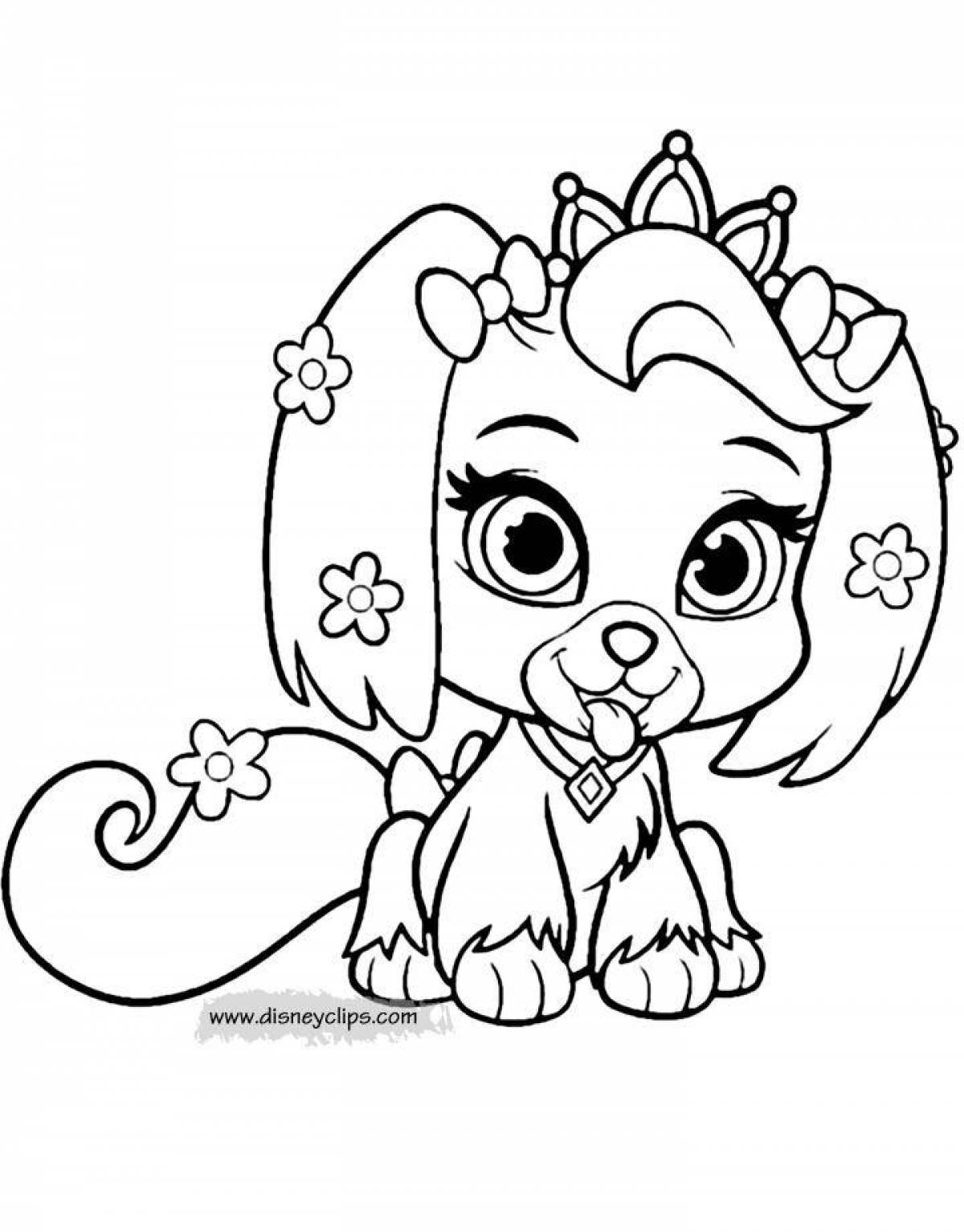 Sweet dog coloring for girls