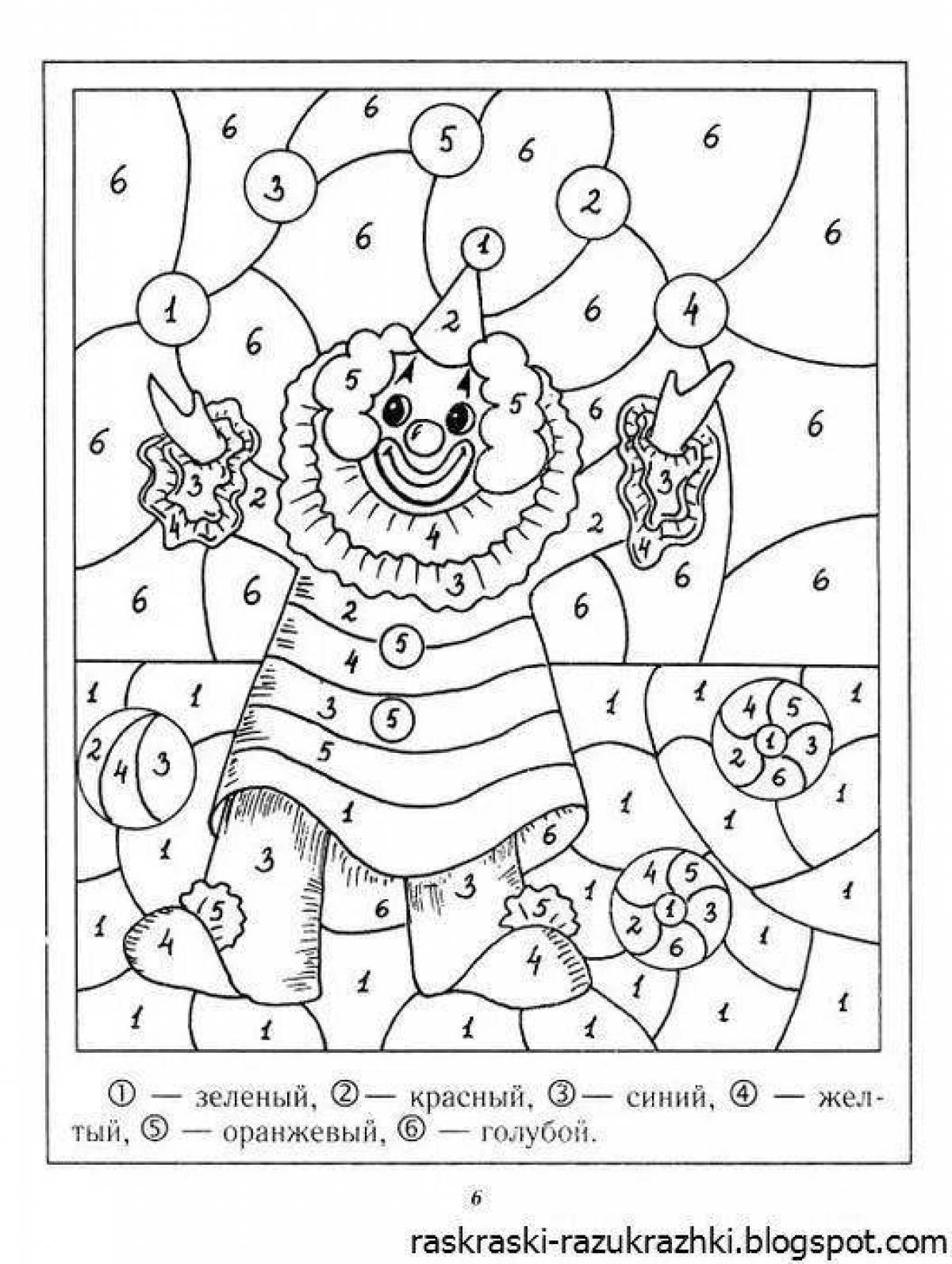 Joyful coloring by numbers for children 5-6 years old