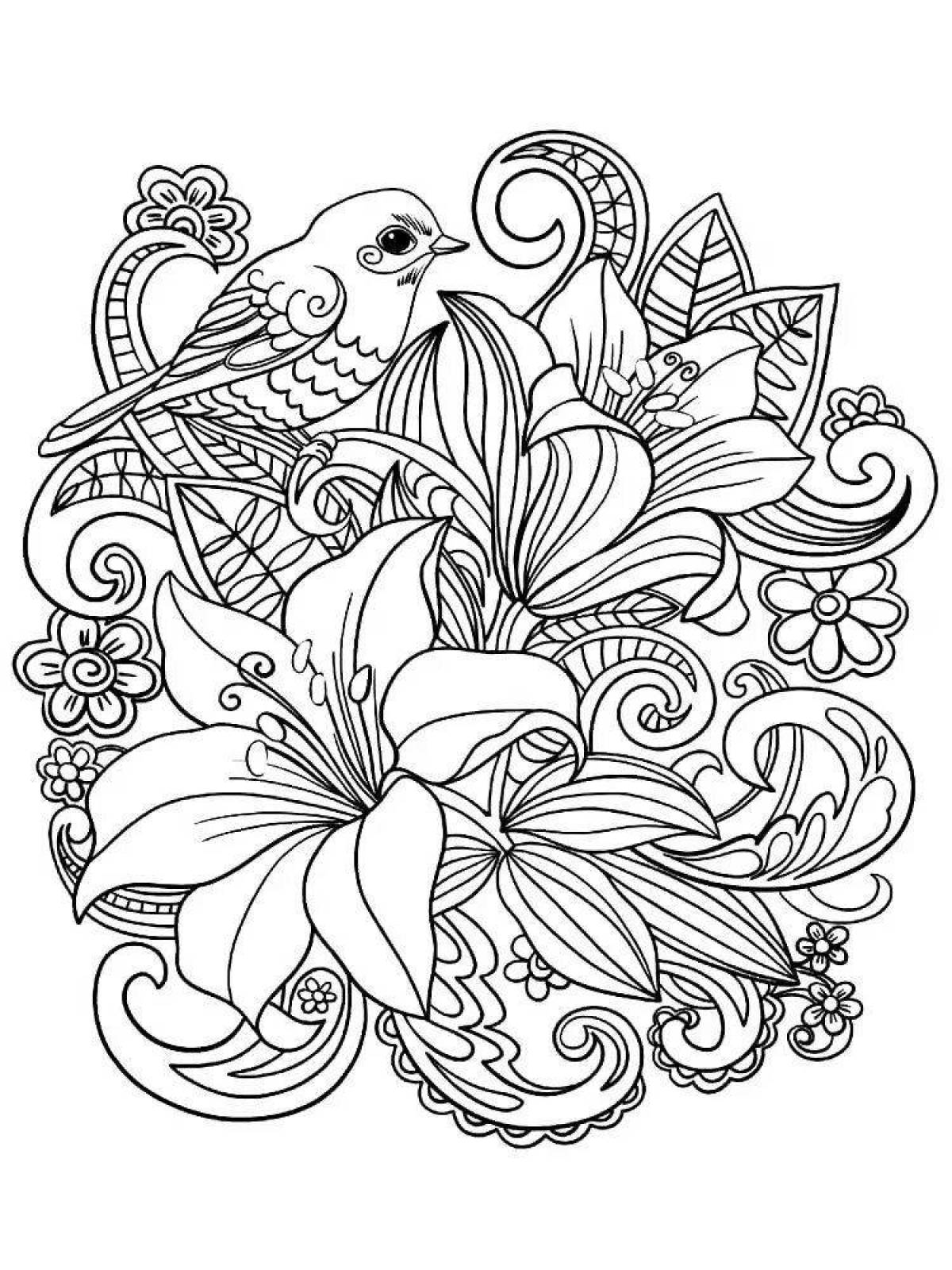 Inviting coloring flowers antistress