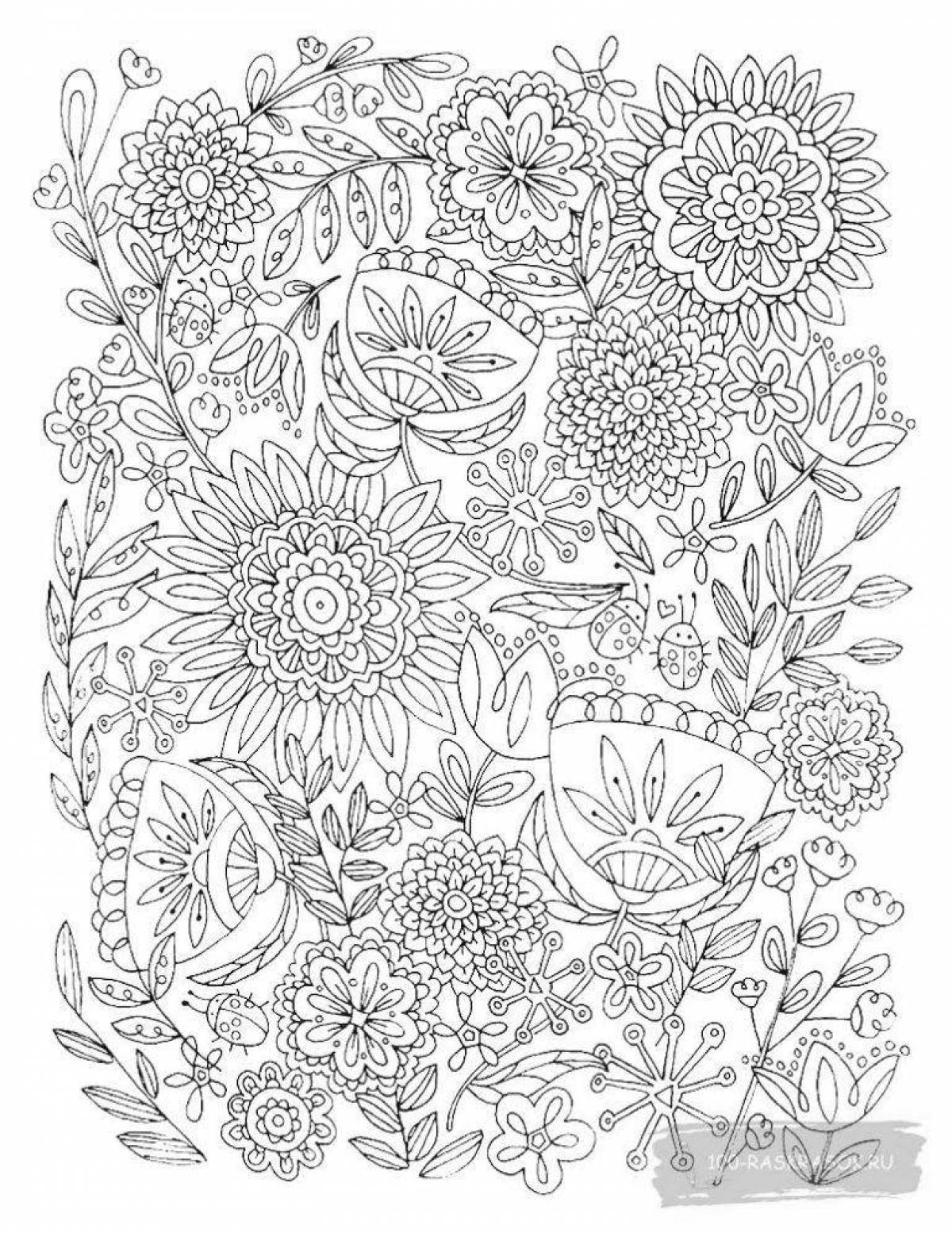 Delightful coloring flowers antistress