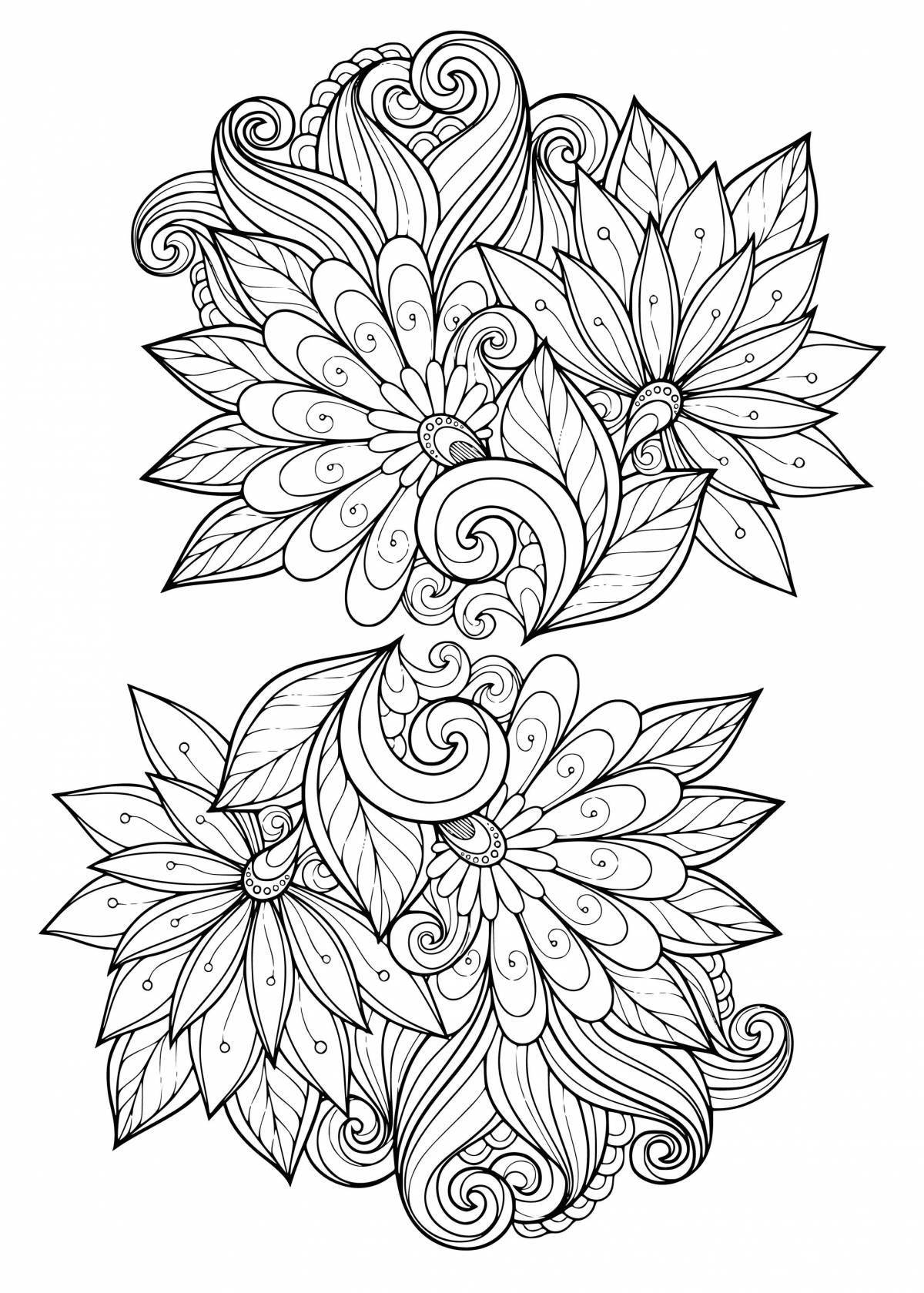 Relaxing coloring flowers antistress