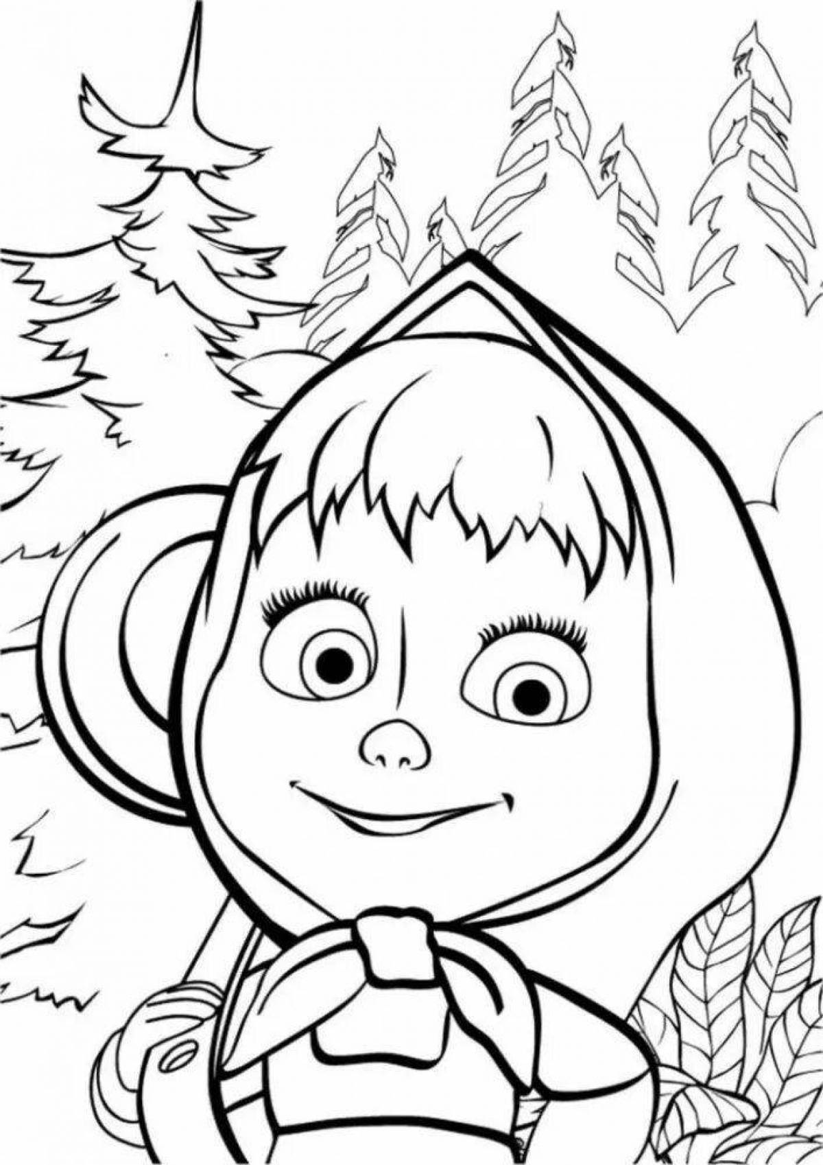 High-quality coloring Masha and the bear