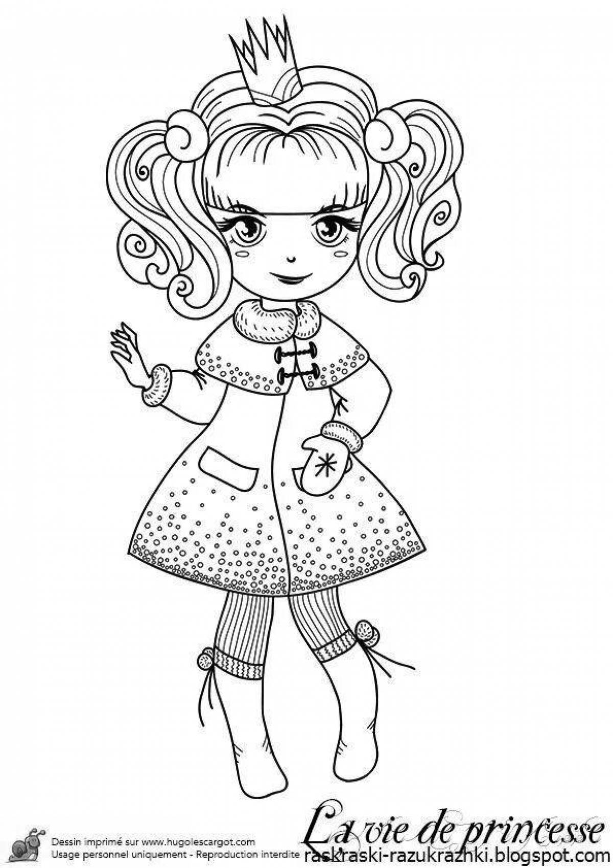 Colorful coloring pages for doll girls