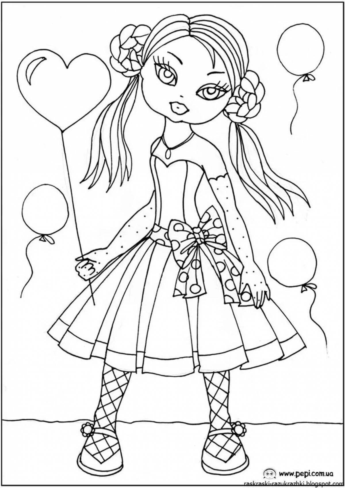 Playful coloring book for doll girls