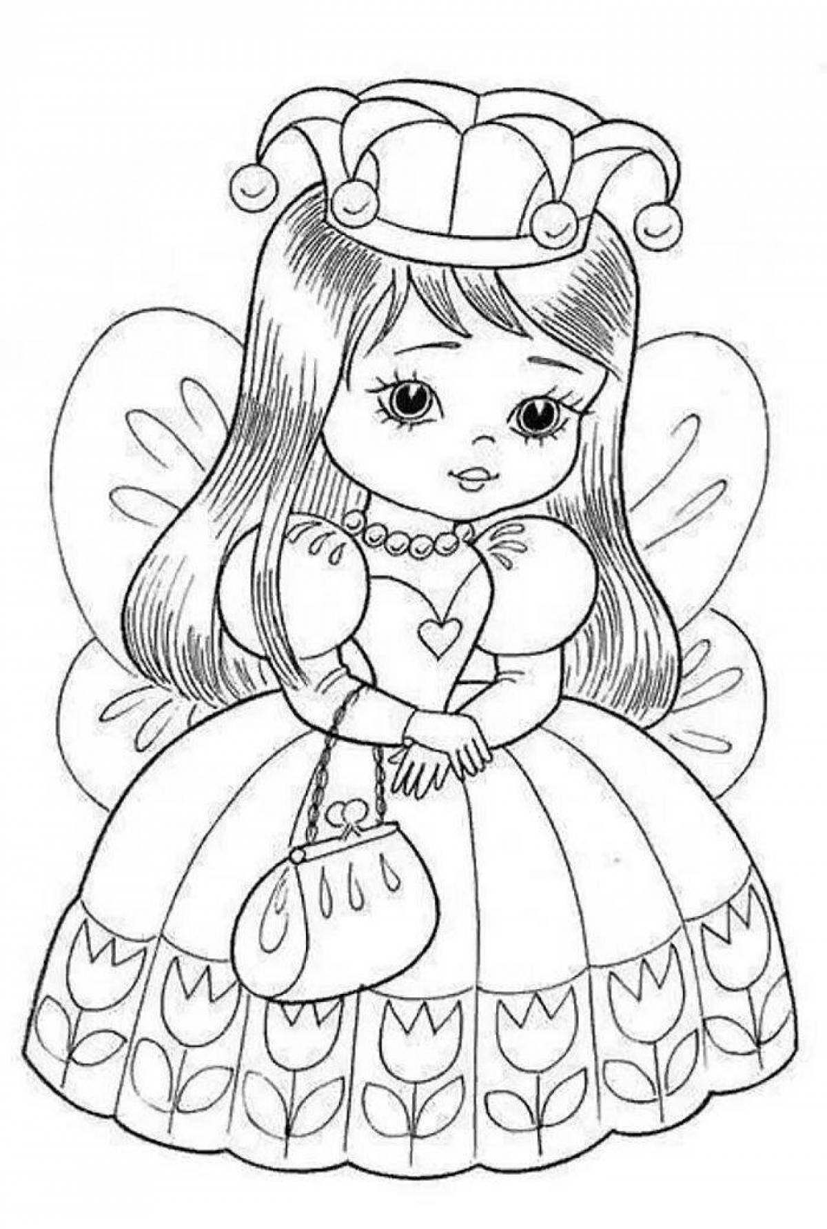 Glitter coloring pages for doll girls