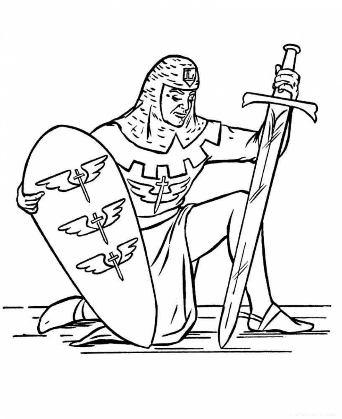 Radiant coloring page knight