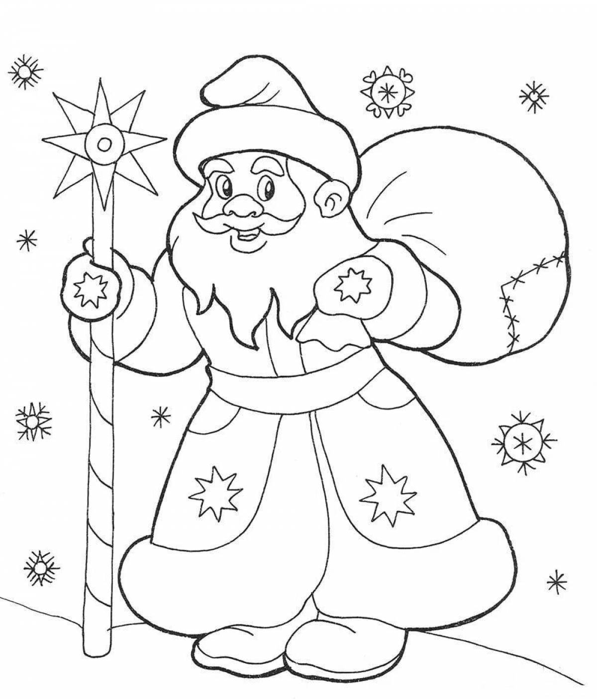 Coloring page happy santa claus