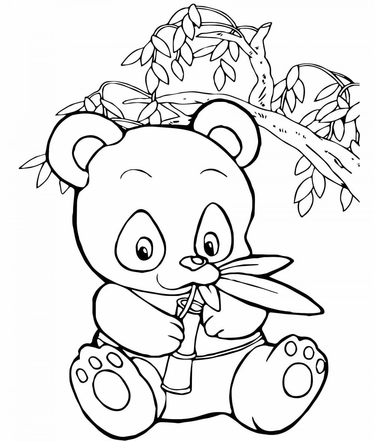 Веселая панда раскраски для детей