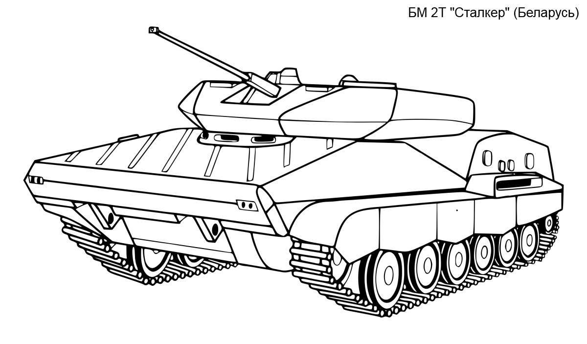 Funny coloring of military equipment for children 6-7 years old