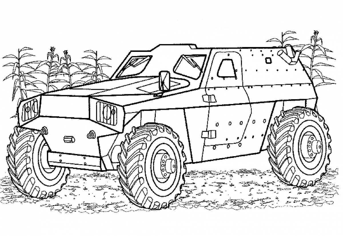 Adorable military vehicle coloring book for 6-7 year olds