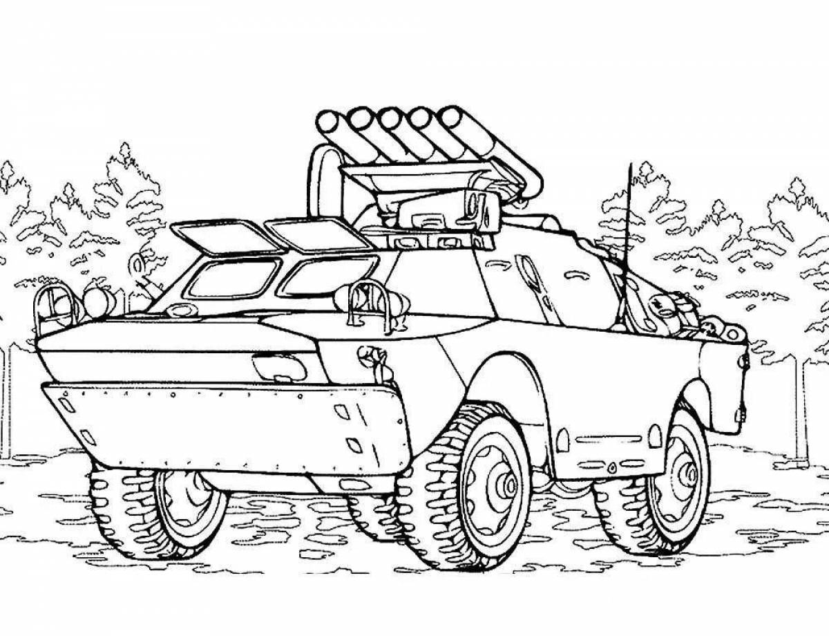 Provocative coloring pages of military equipment for children 6-7 years old