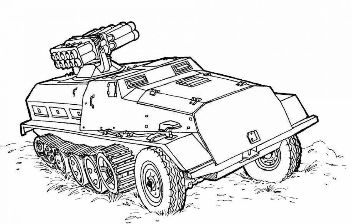 Great military vehicle coloring book for kids 6-7 years old