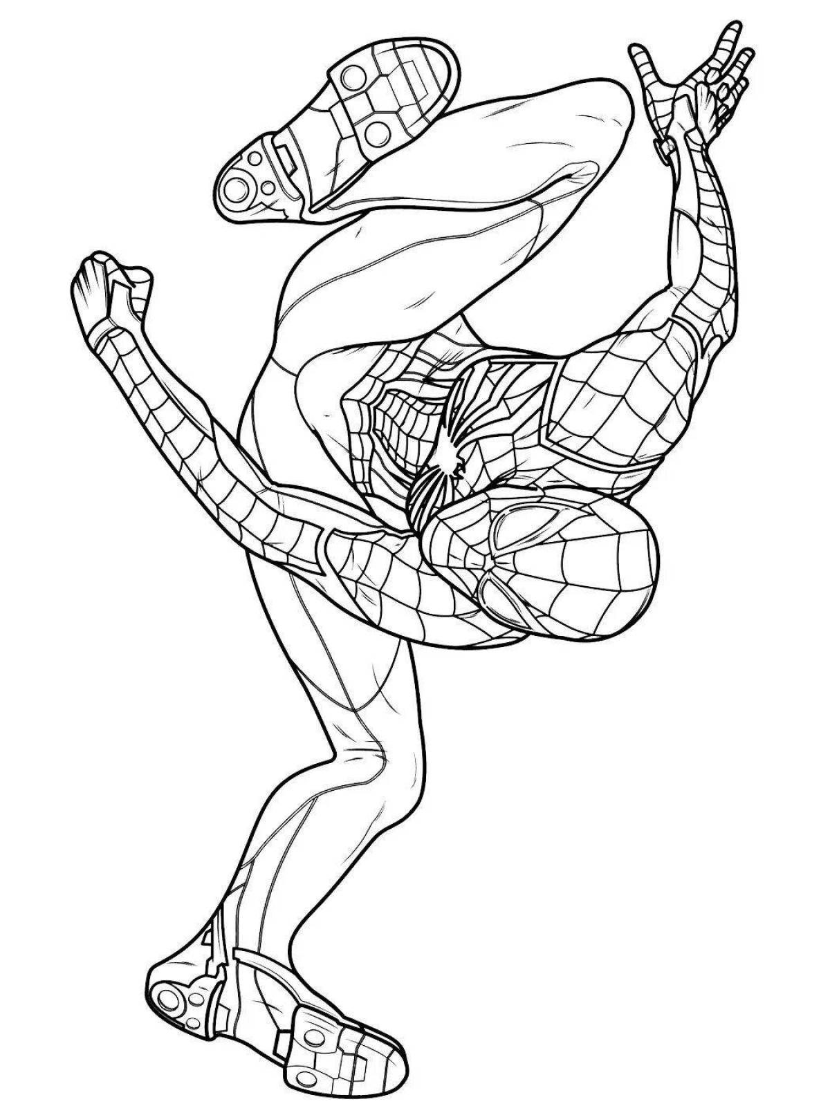 Colorful spiderman coloring page for kids