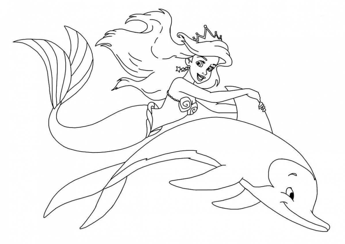 Joyful coloring mermaid ariel