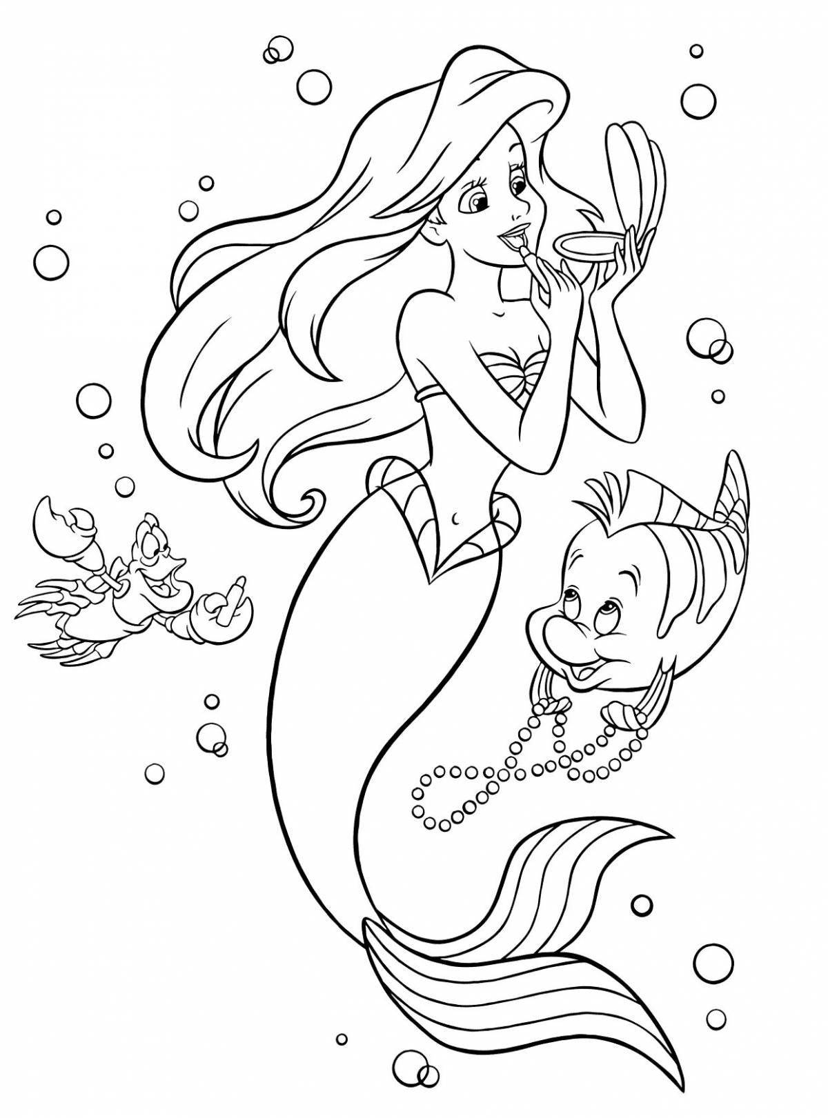 Amazing coloring mermaid ariel