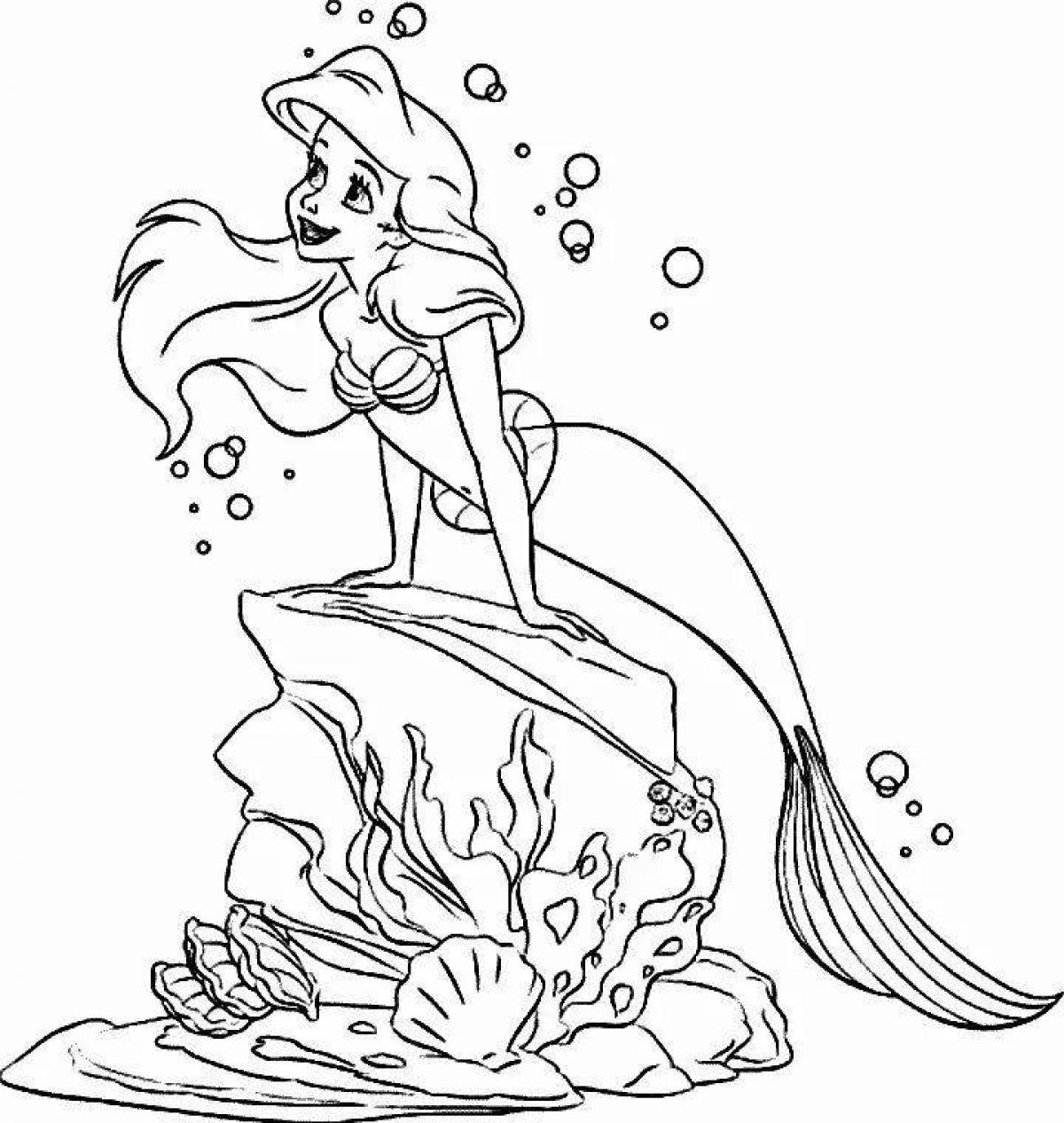Elegant coloring mermaid ariel