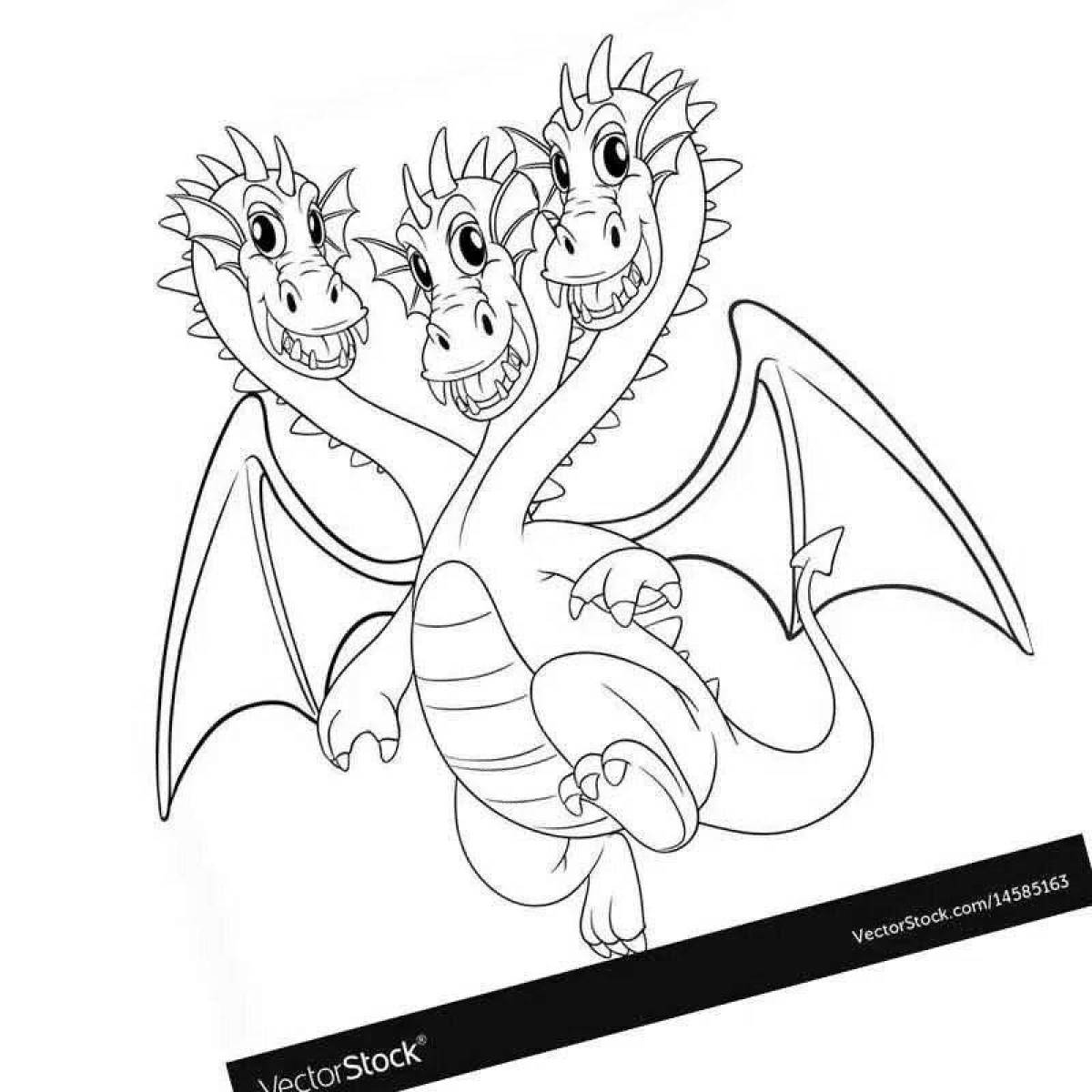 Замысловатая страница раскраски дракона