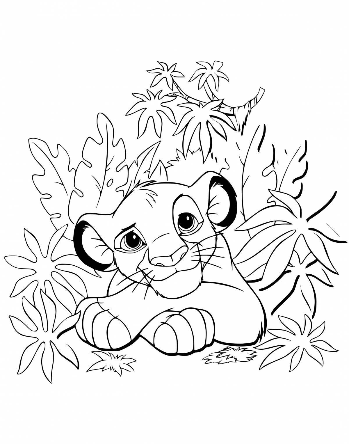 Coloring majestic lion cub