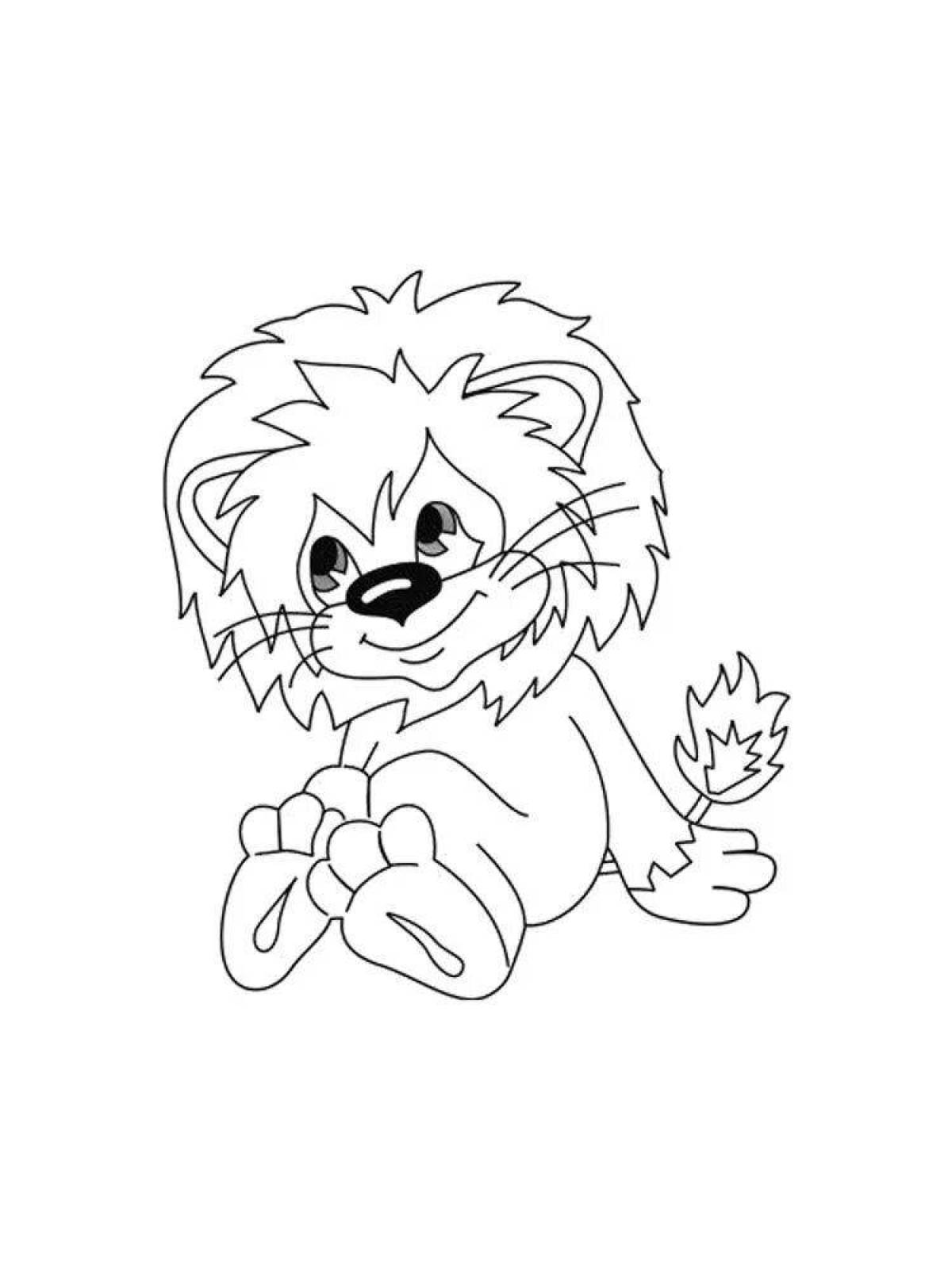 Coloring playful lion cub