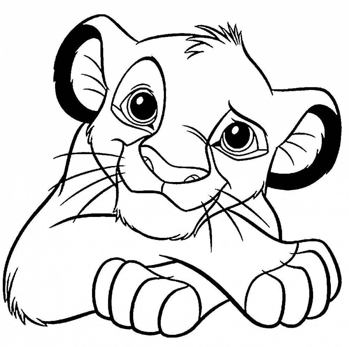 Coloring page graceful lion cub