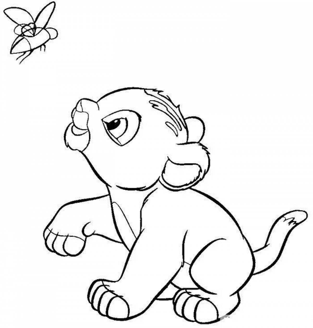 Coloring book shiny lion cub