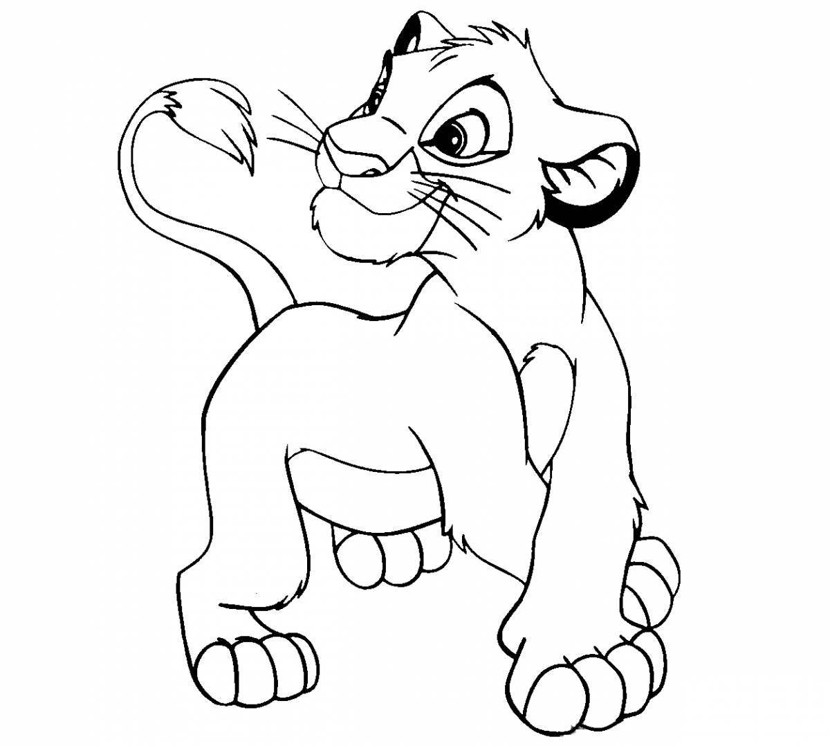 Coloring soft lion cub