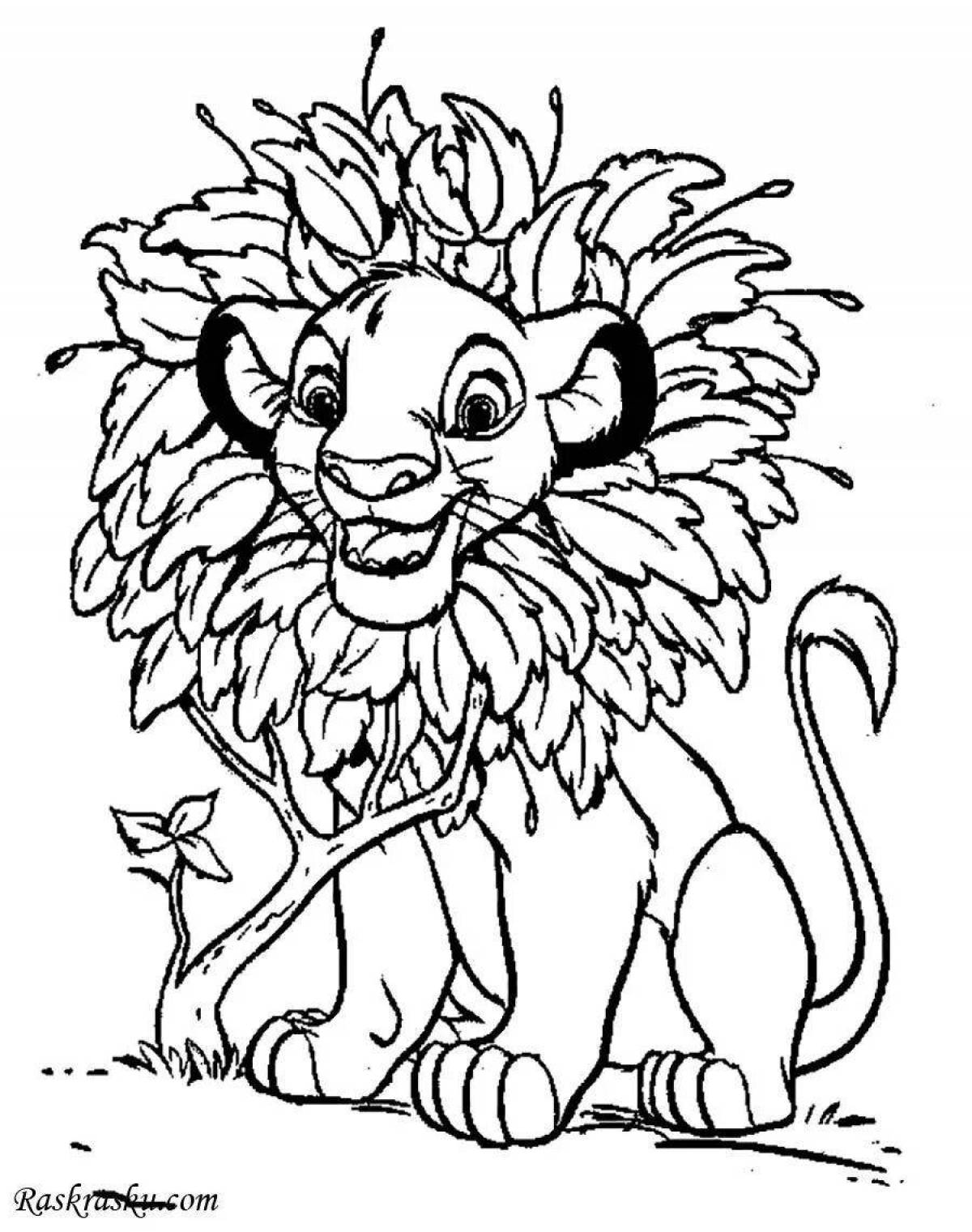 Coloring page gentle lion cub