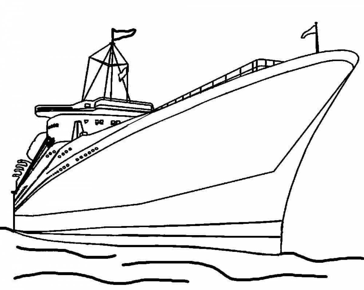 Large warship coloring page