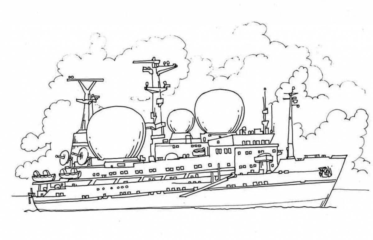 Раскраска великолепный военный корабль