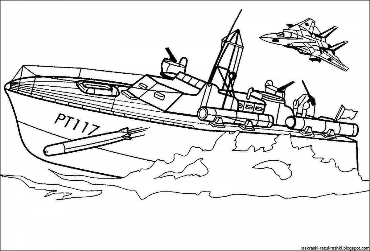 Great warship coloring page