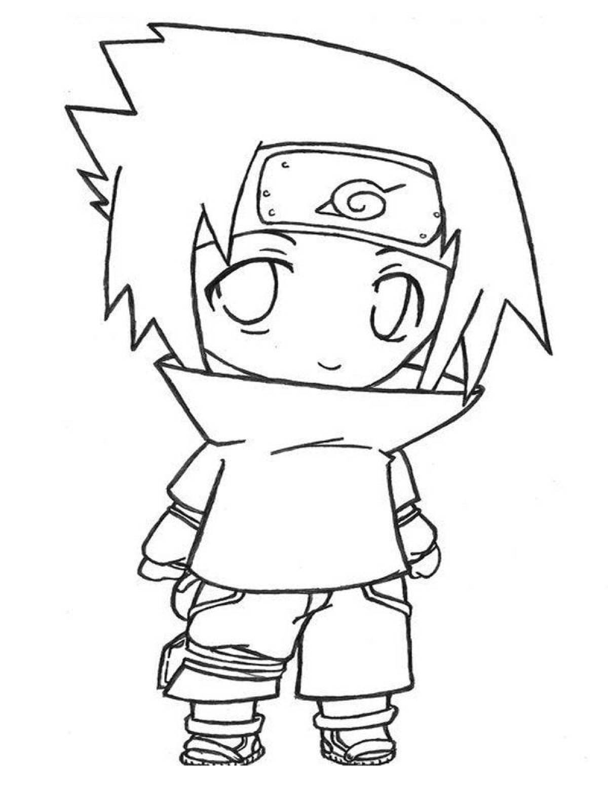 Bright sasuke coloring page