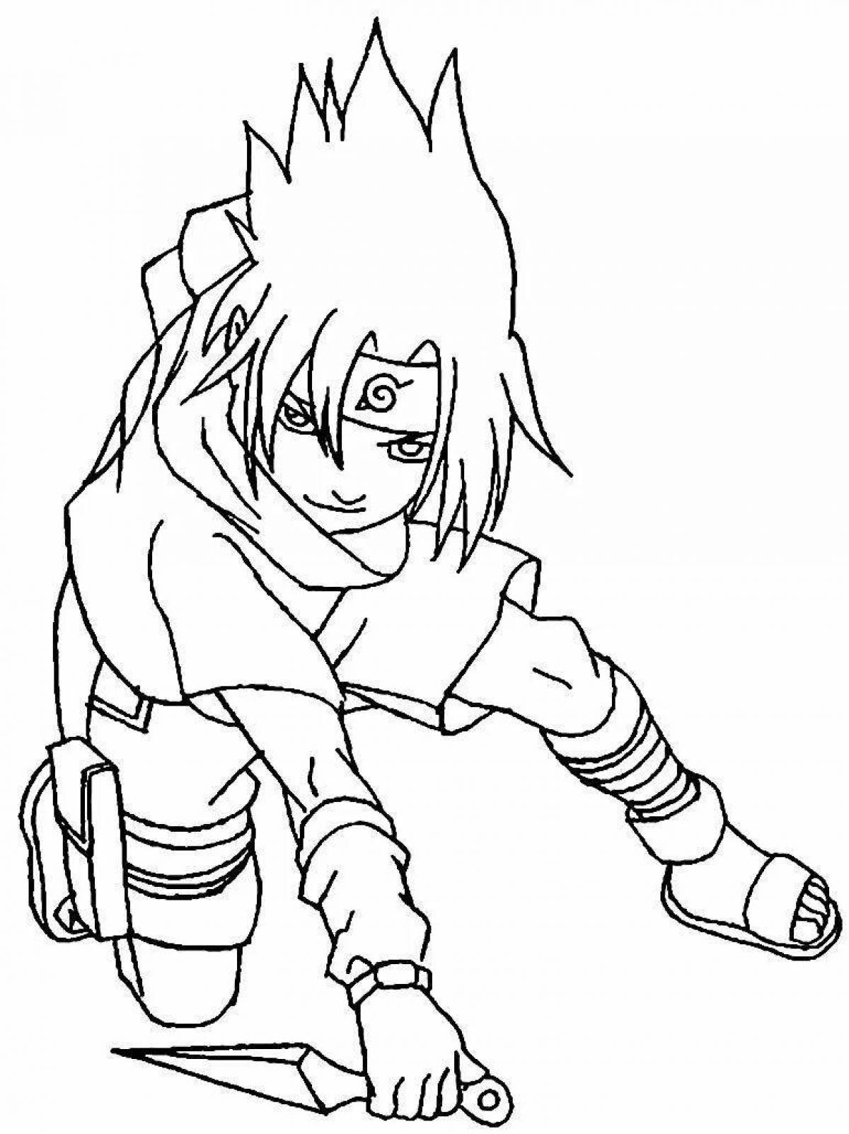 Charming sasuke coloring page