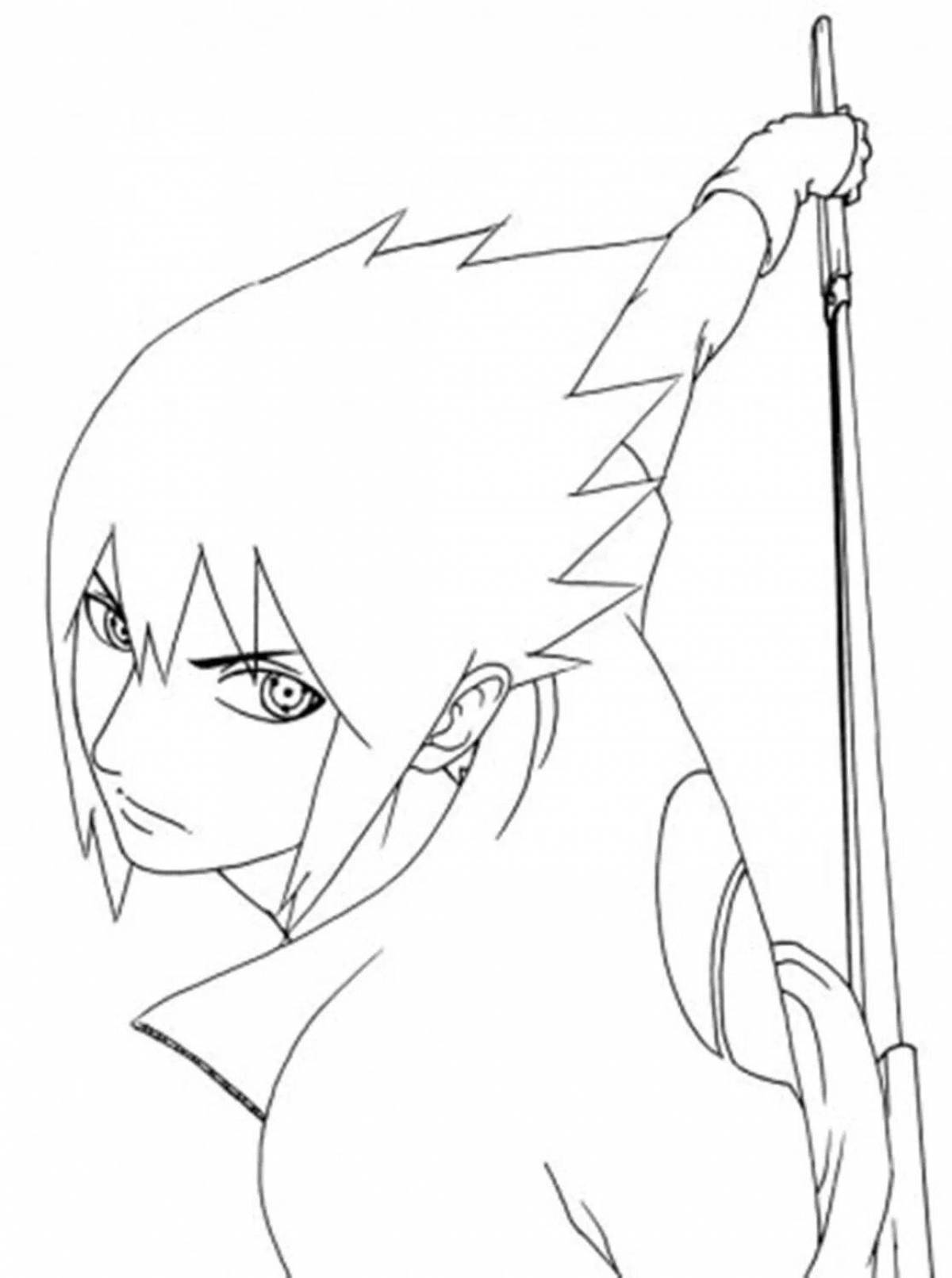 Dynamic sasuke coloring page
