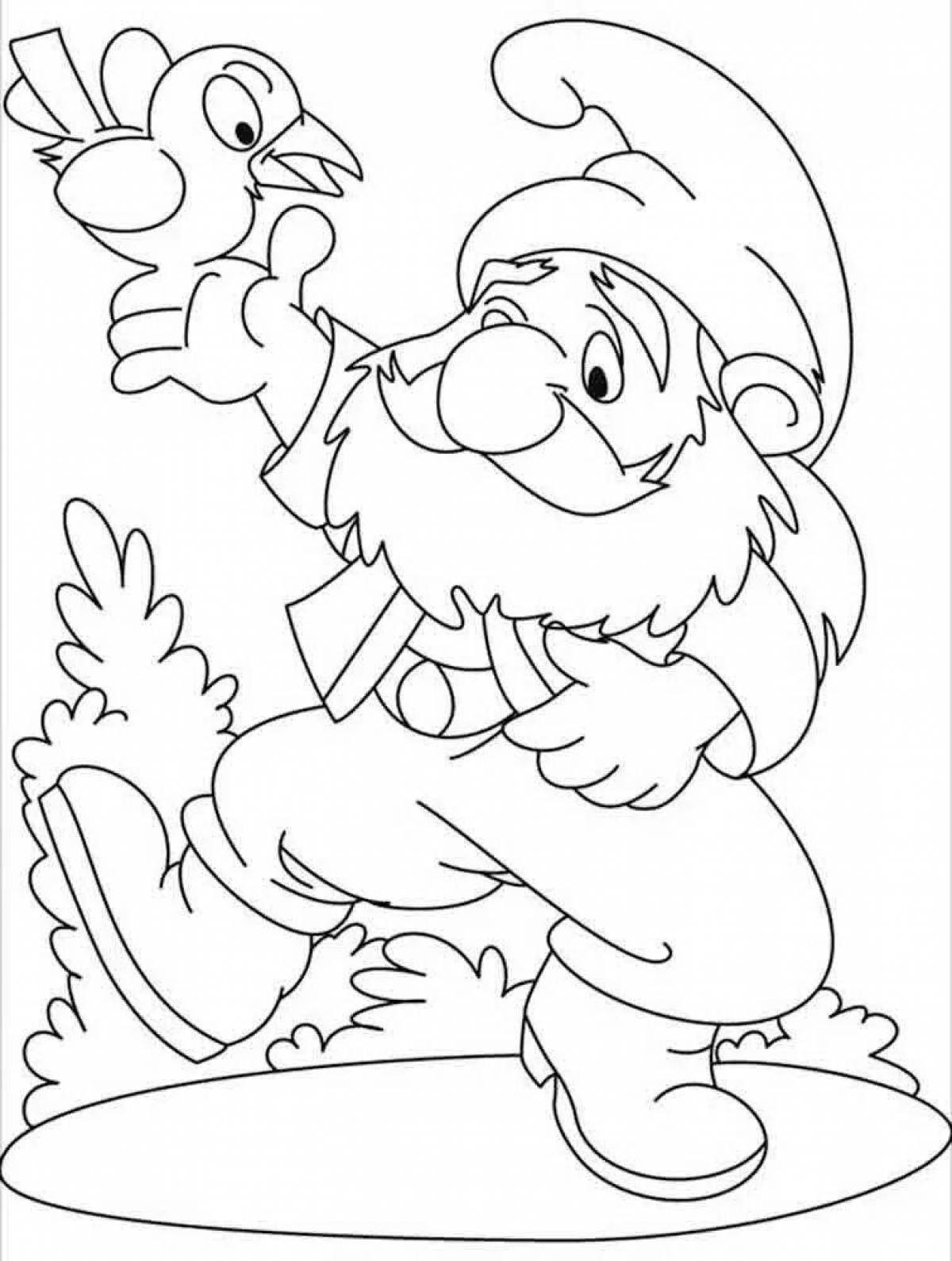 Colorful gnome coloring page