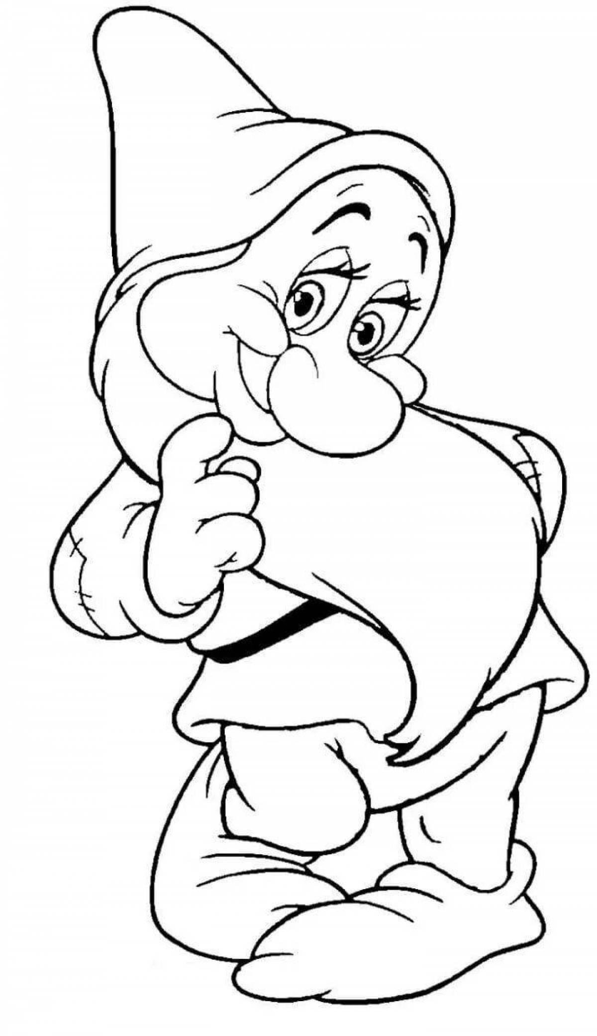 Coloring page cheerful dwarf