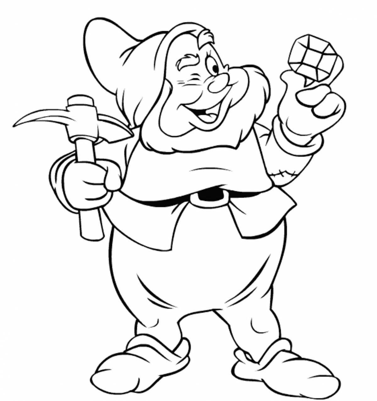 Coloring page funny dwarf